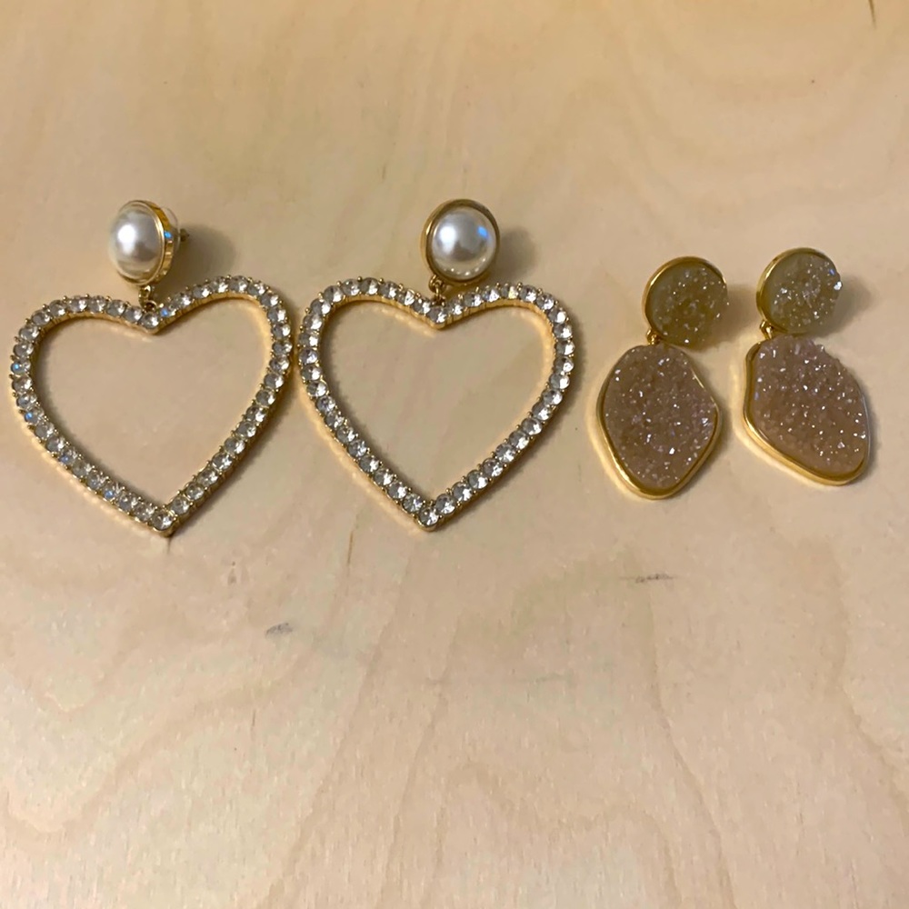 Sugarfix by Baublebar 2 Pairs of  Earrings: Heart and Geode